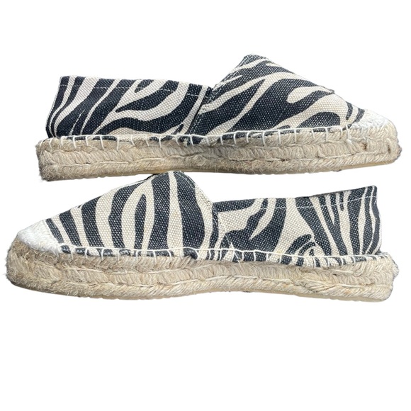 Dirty Laundry Linen Platform Espadrilles Zebra Print Black Tan Size 7 - Picture 4 of 11